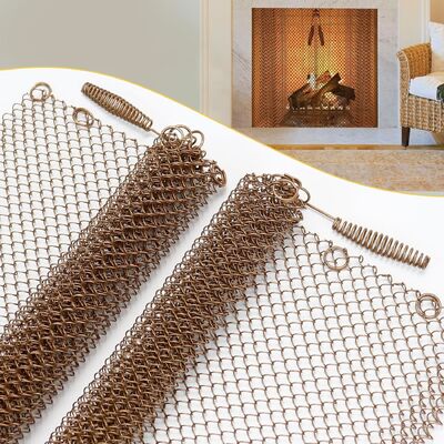 Şömine Ekran Mesh için Güvenlik 1.2mm Altın Renk Zincir Bağlantı Metal Perde Tasarımı