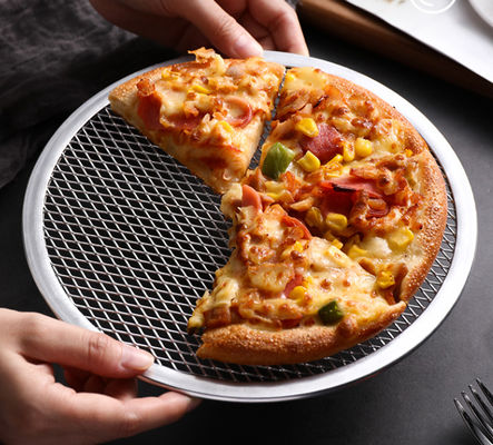 6-22 inç Alüminyum alaşımlı dikişsiz yuvarlak pizza ekran tepsisi