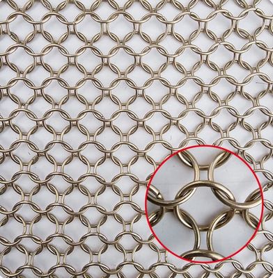 Brass Antique Finish Ring Mesh Curtain for Interior Design Partition Divider Stainless Steel Woven Ring Mesh