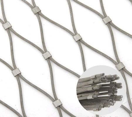 SS304 7*7 Hayvanat Bahçesi Eskrim İçin Esnek Kablo Teli Mesh Netting
