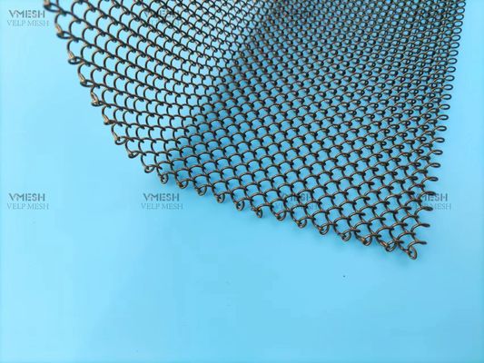 Özelleştirilmiş Boyut 6 * 6mm Zincir Bağlantı Metal Perde Çiftler halinde Tasarım Şömine Ekran Mesh