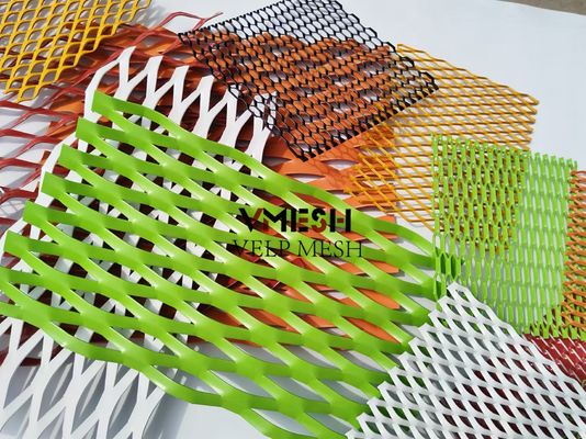 PVDF Alüminyum Genişletilmiş Metal Mesh 5.5mm 6.0mm Duvar Kaplama Havalandırılmış Cepheler