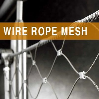 Hafif Paslanmaz Güvenlik Çiti Paslanmaz Çelik Halat Ağ Örgüsü, Elmas Delik Şekli