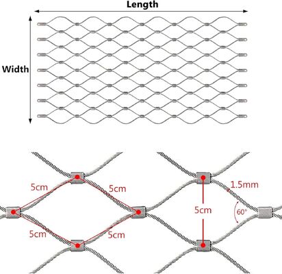 Kuş Kafesleri Güvenlik Koruması İçin Esnek Paslanmaz Çelik Kablo Ağı
