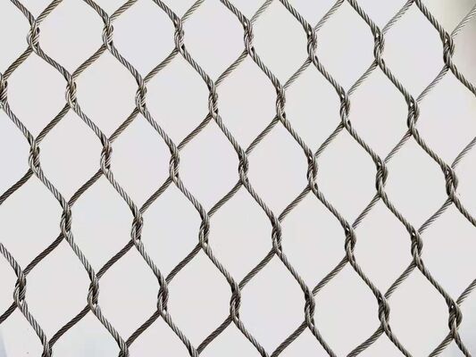 Customized Hand Woven Knotted Type Stainless Steel Rope Mesh Zoo Aviary Stainless Steel Cable Mesh